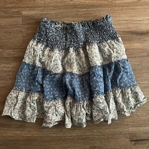 American Eagle Outfitters Blue and Cream A-Line Skirt